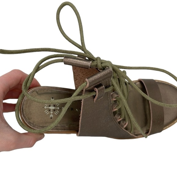 Free People Heels Women's 11 Bronze Gold Lace Up Open Toe Gladiator Pumps - Picture 12 of 17